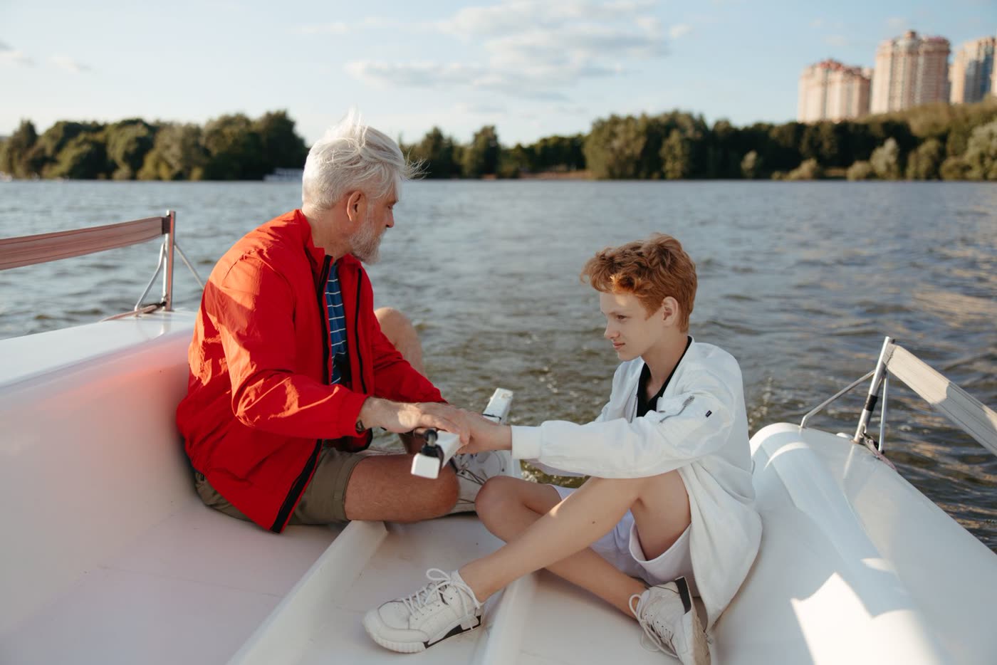 A family enjoying a day out on a boat